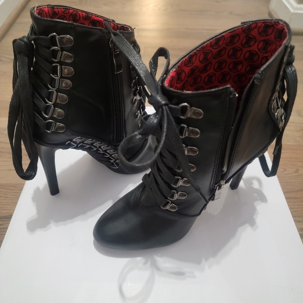 Her Universe Black Lace-Up Heeled Boots